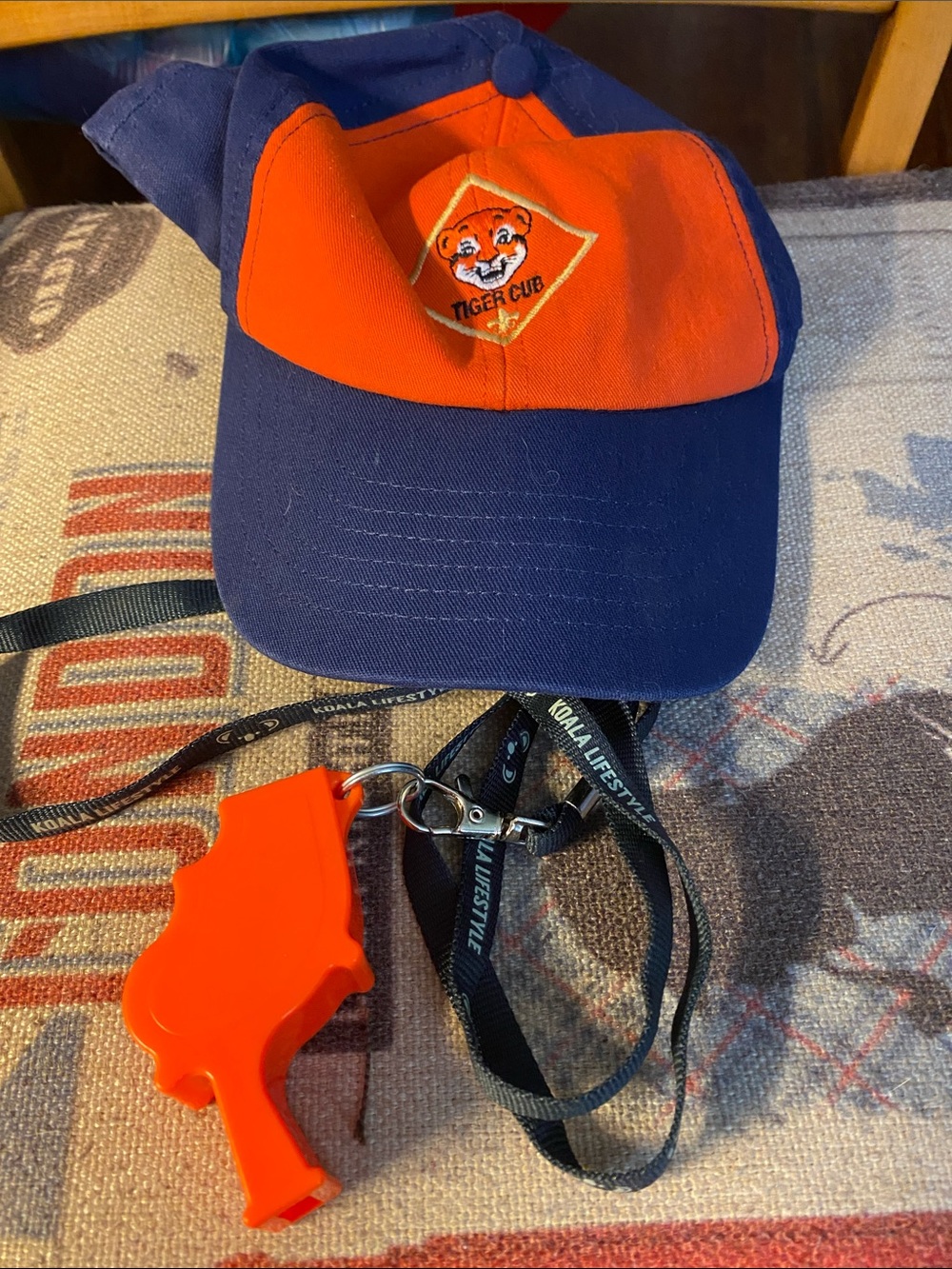Boy Scouts Of America BSA Tiger Cub Youth Twill Uniform Cap Hat Sz  S/M, Whistle